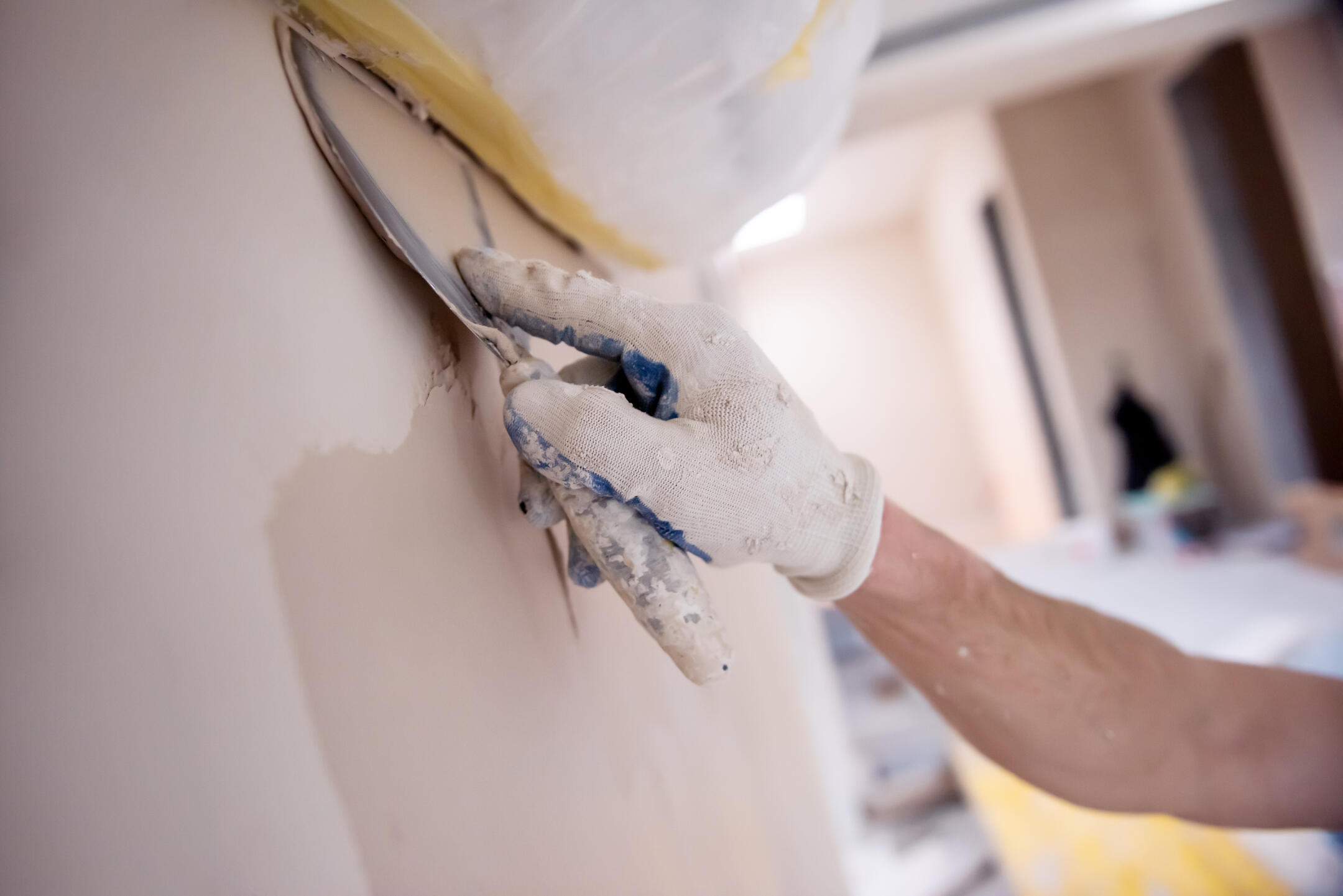 Clovis drywall repair and ceiling resurfacing work in progress